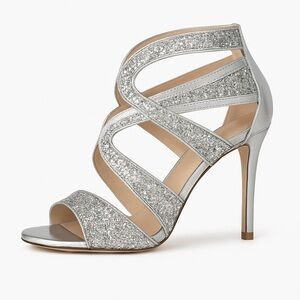 STEVE MADDEN Strappy Silver Stiletto Heels sz 7